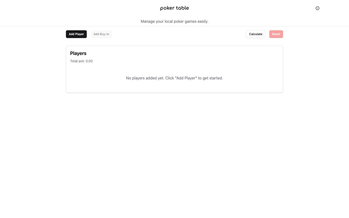 Poker Table app