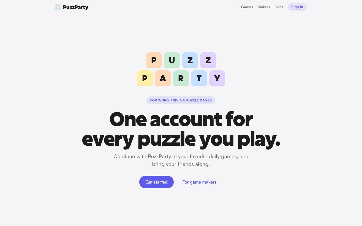 PuzzParty homepage