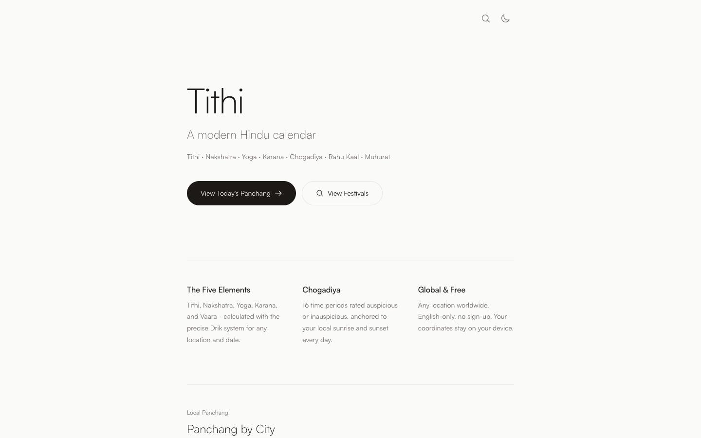 Tithi homepage